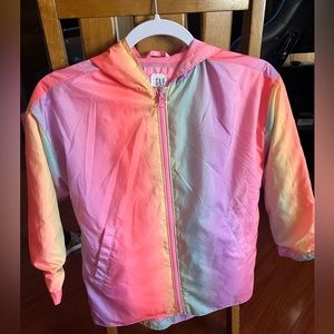 Girls Gap Ombré Rainbow Rain Jacket size S